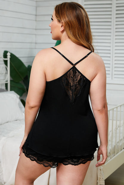 Chic Comfort: Lace Trim Plus Size Pajamas Set