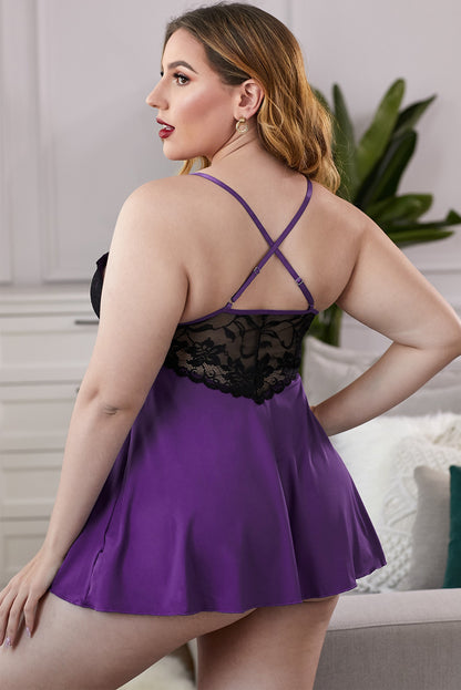 Sensual Beauty: Plus Size Lace See-Through Chemise