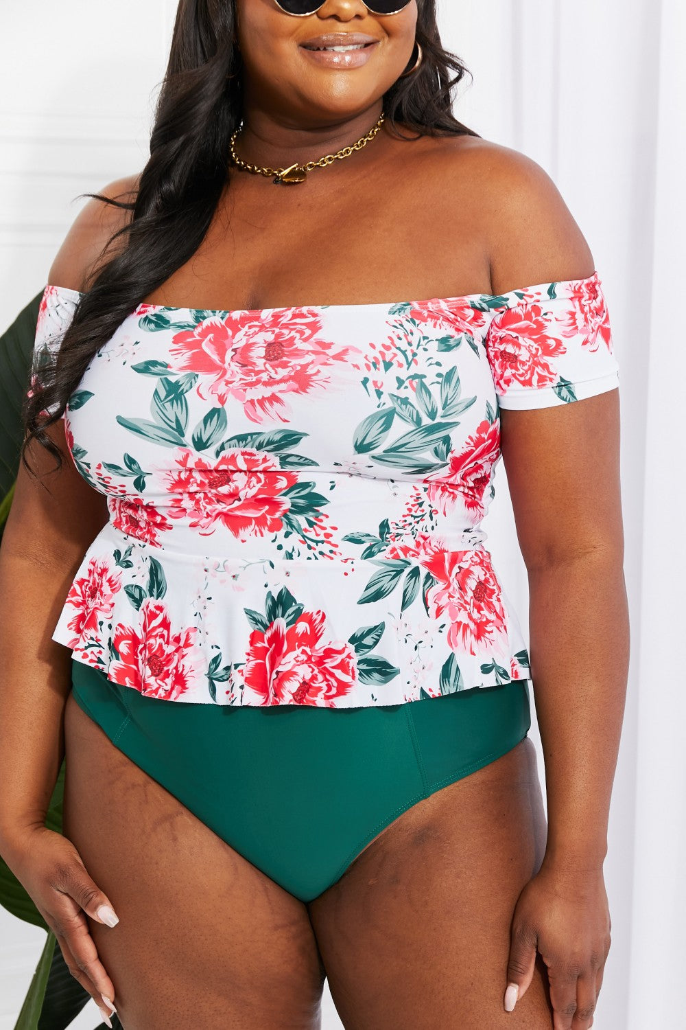 Unveil Your Coastal Charm with Our Off-Shoulder Swim Tankini Set - Embrace Elegance and Comfort